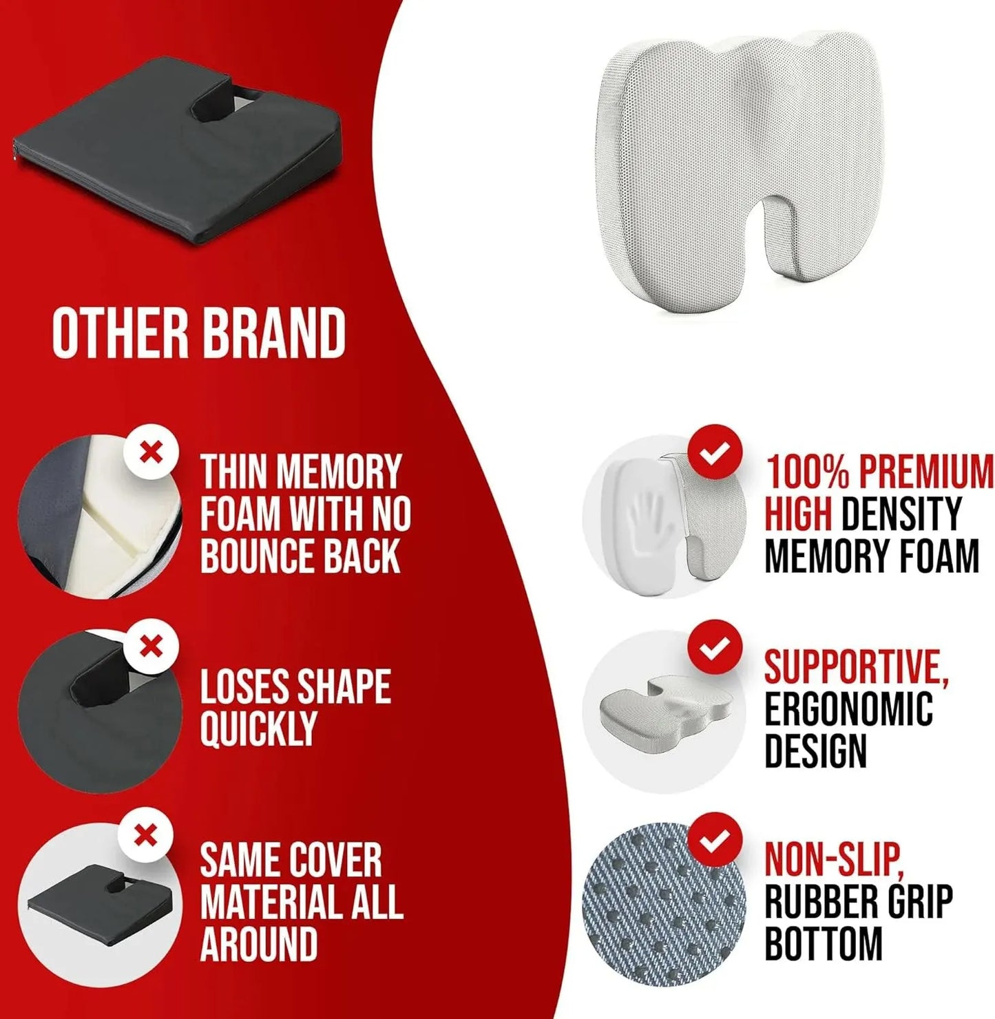 Ergonomic Memory Foam Seat Cushion
